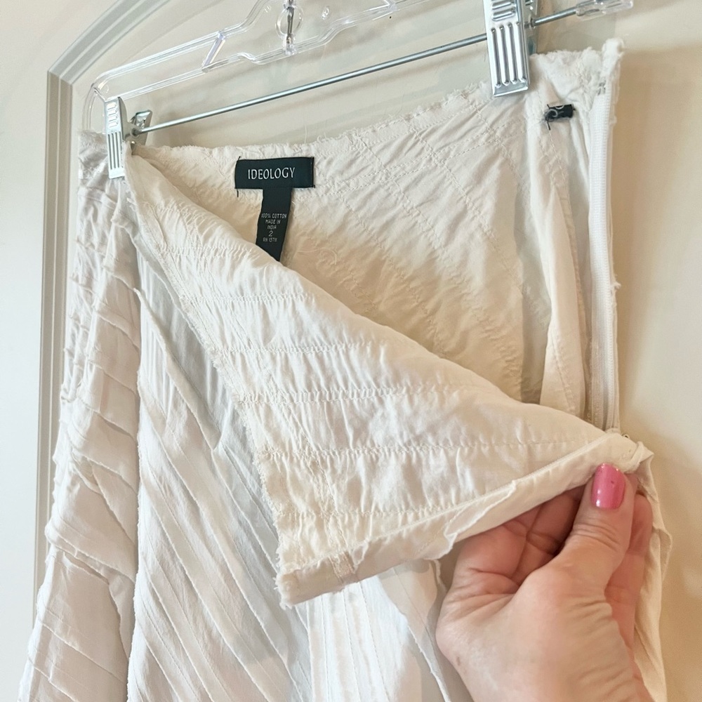 Ideology White Cotton Ruffle Midi Skirt Boho Scandi Style Size 2 - Picture 8 of 9